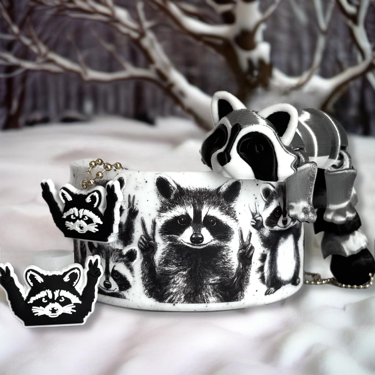 TRASH PANDA Ricky Raccoon 3D Deluxe Tumbler Handle Charm, view 5, fits Stanley Quencher