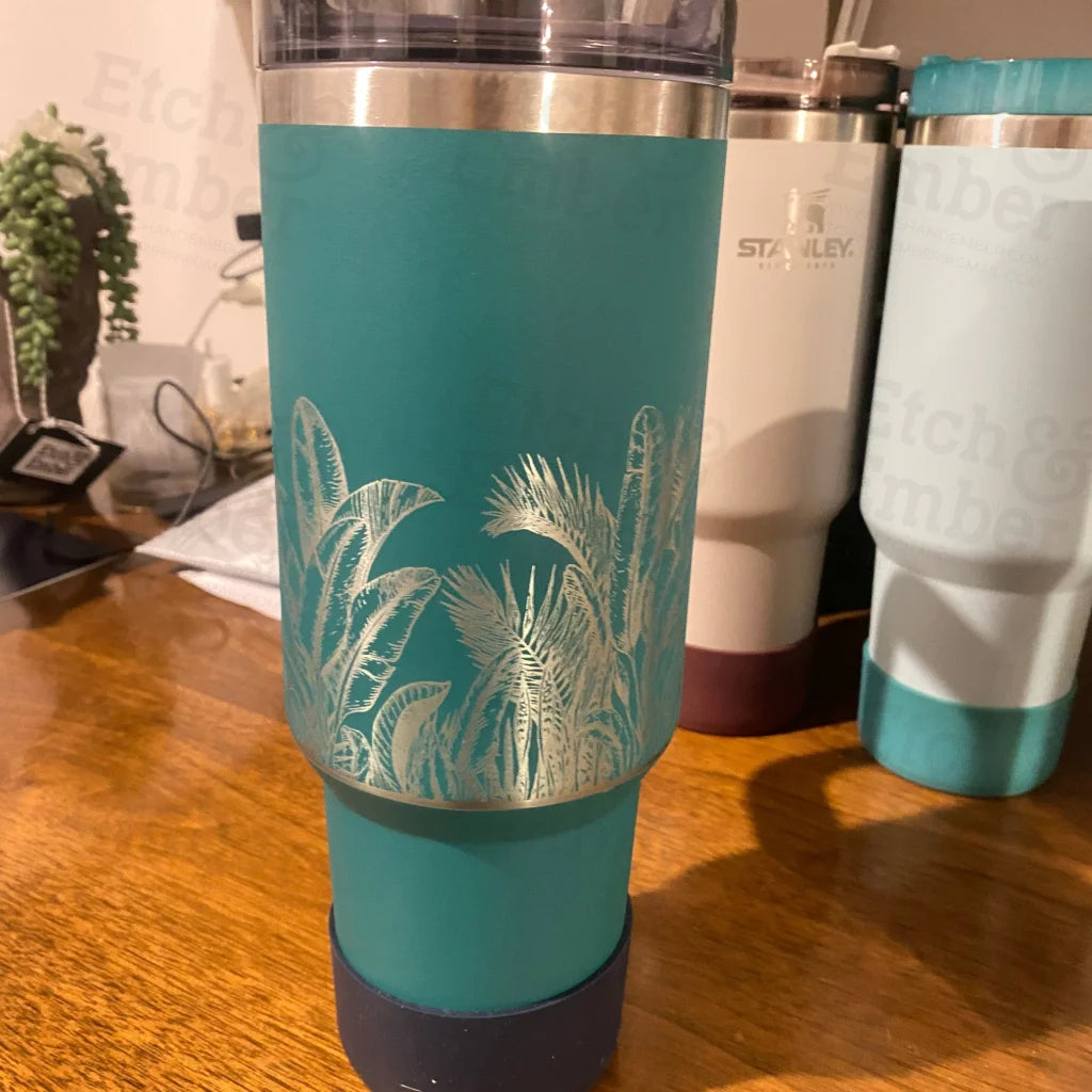 Abstract Tropical Engraved Stanley Adventure Quencher 40oz Tumbler