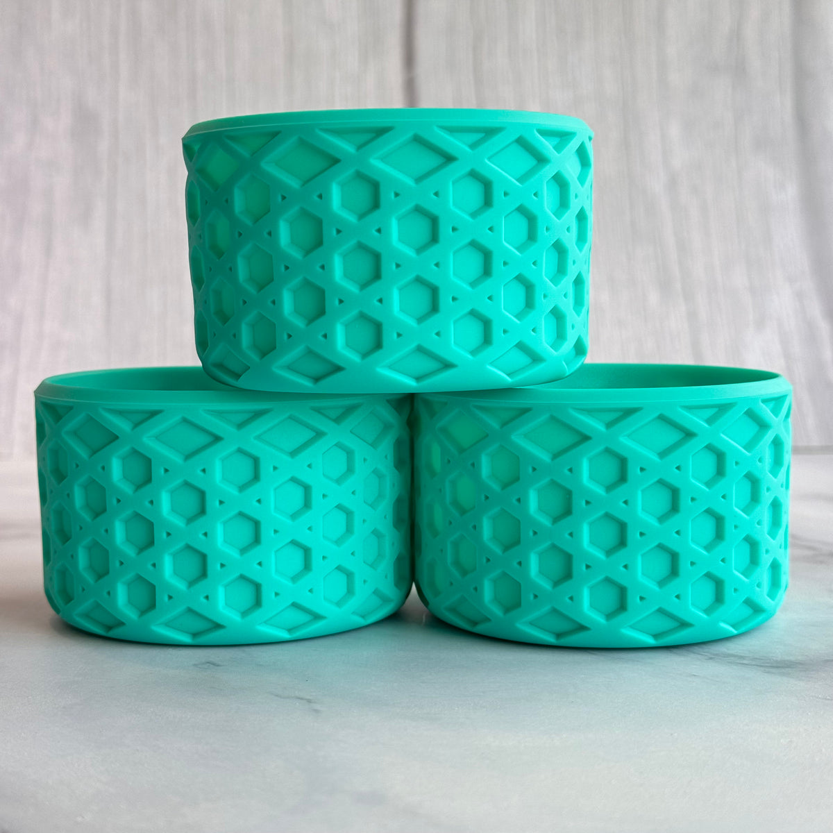 Tropical Teal matte waffle silicone tumbler boot – front view