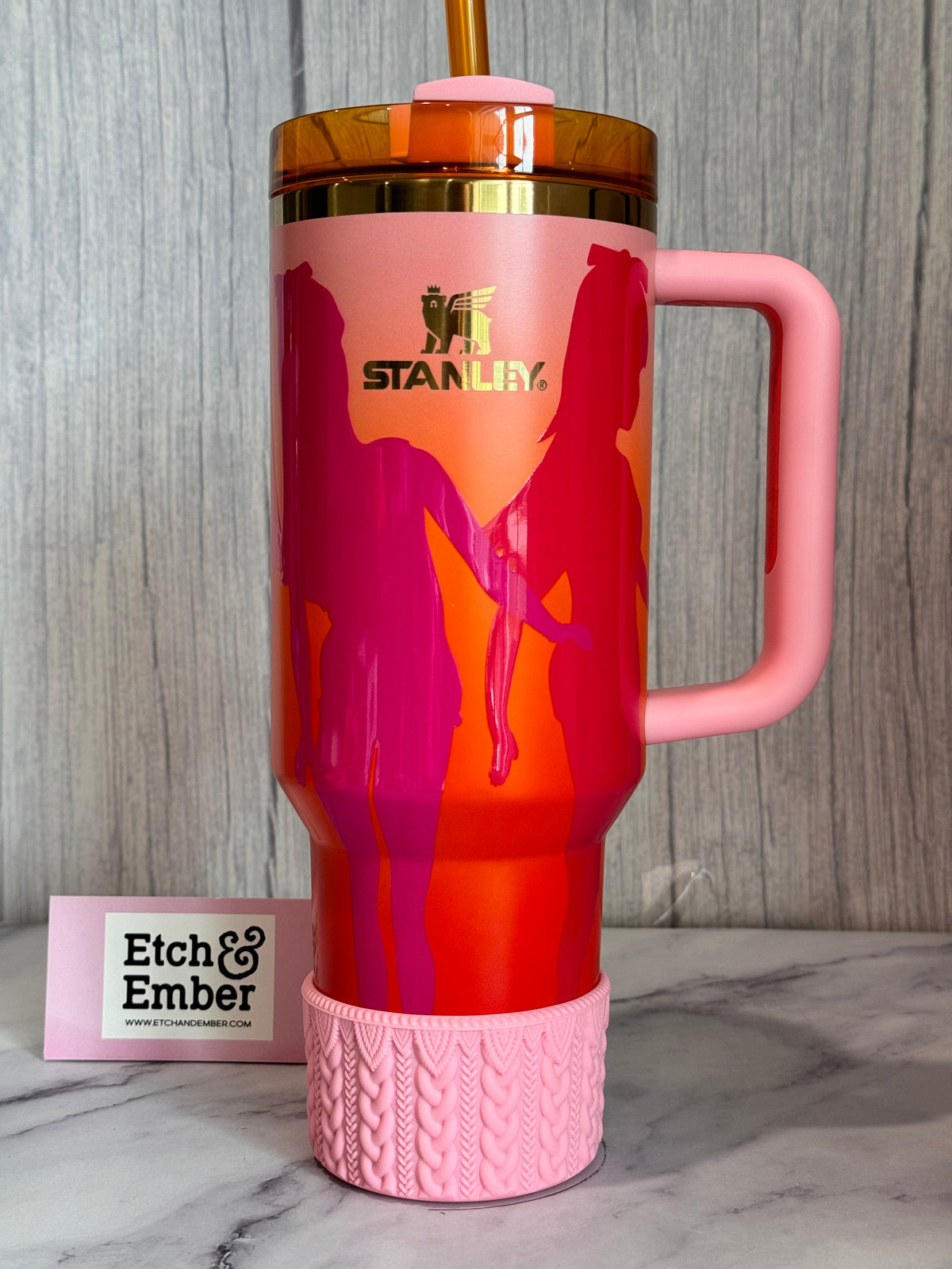 Twist N Turn Pink macrame silicone tumbler boot – view 2