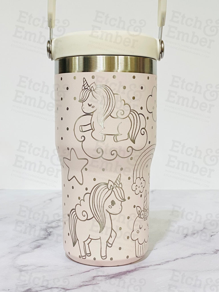 Unicorn Wonderland Engraved Stanley 20 oz IceFlow Flip Straw Tumbler