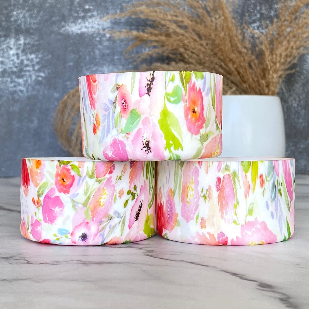 Watercolor Floral smooth silicone tumbler boot – front view