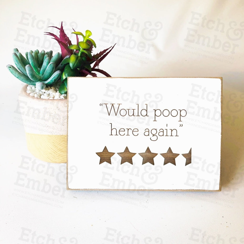 Would Poop Here Again Bathroom Farmhouse Sign- Free Shipping Signs