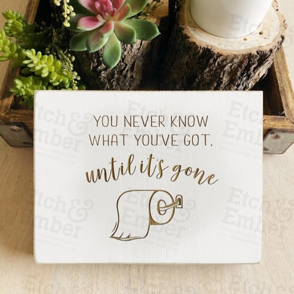 You Never Know What Youve Got Til Its Gone Bathroom Farmhouse Sign- Free Shipping Signs